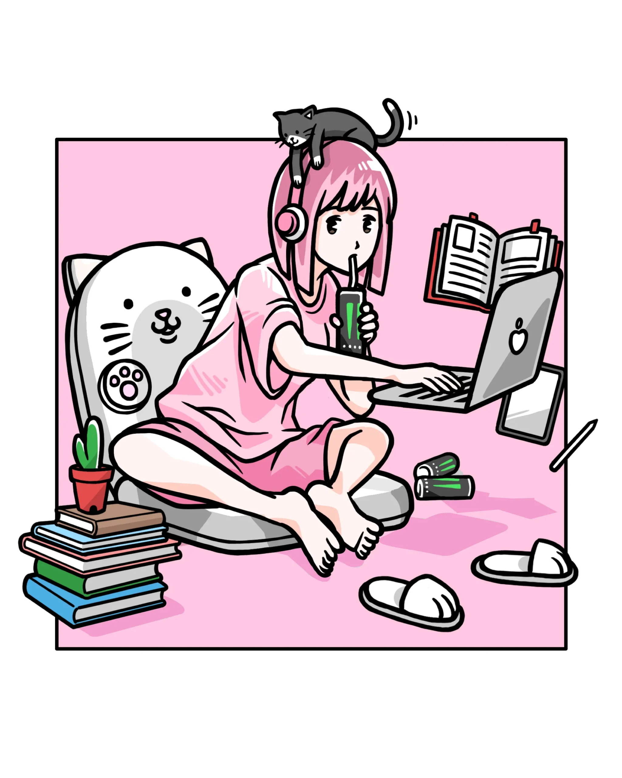 PC作業をする女の子